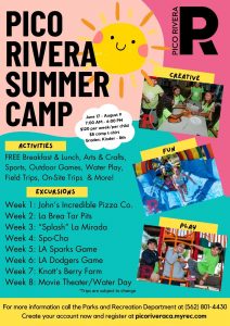 Pico Rivera Summer Camp flyer
