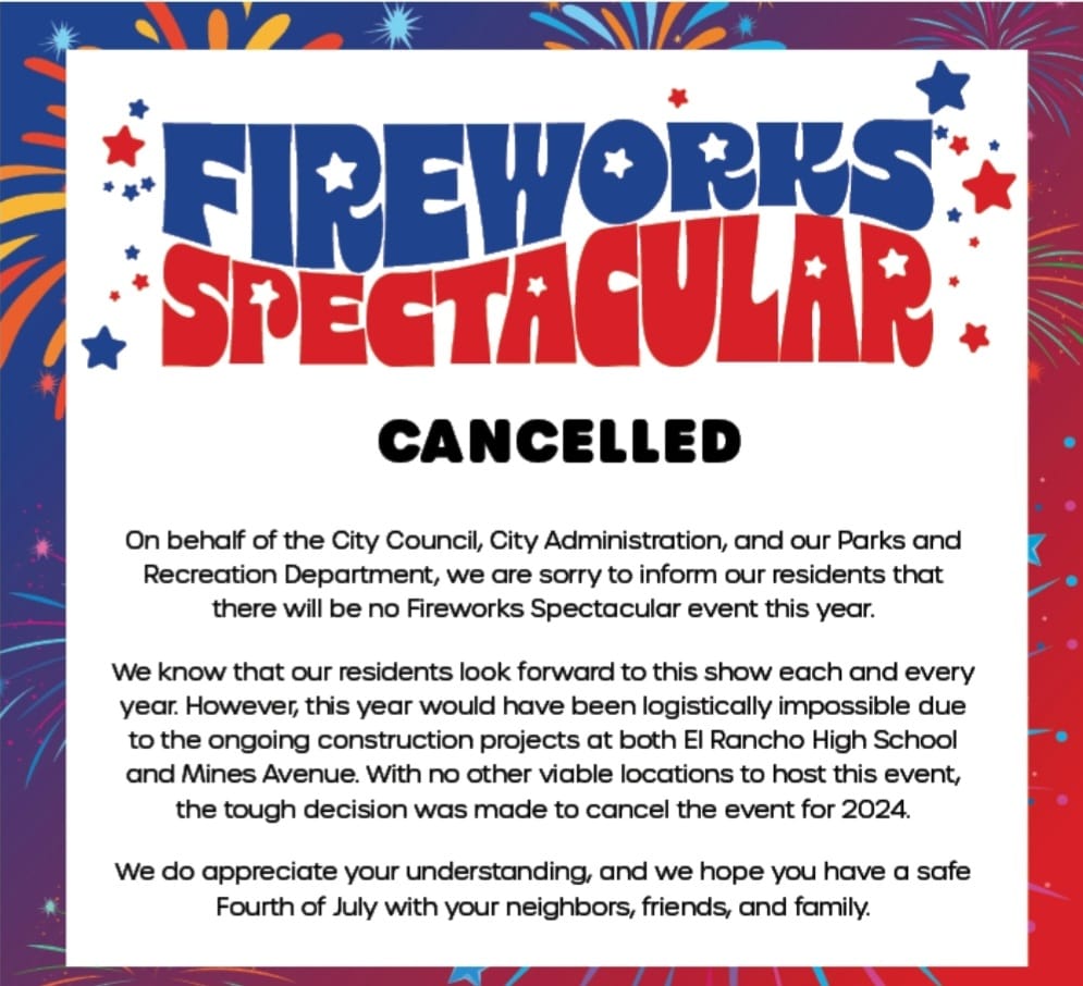Fireworks Spectacular Cancelled