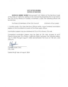 Notice of Offices and Nominations