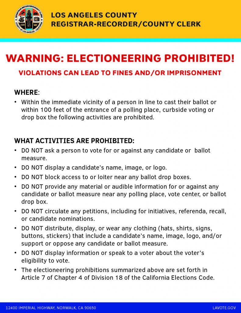 prohibition of electioneering and corruption of the voting process Page 1