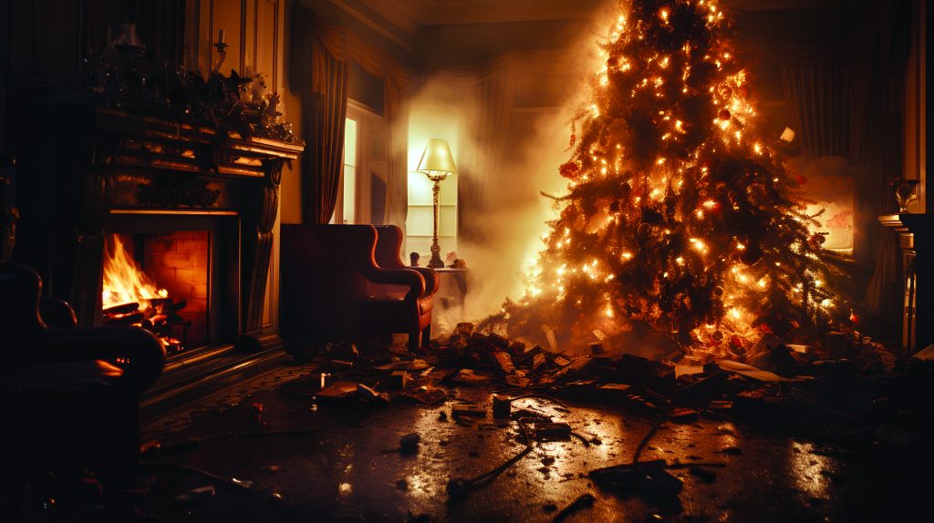 Holiday Safety Living Room Ablaze