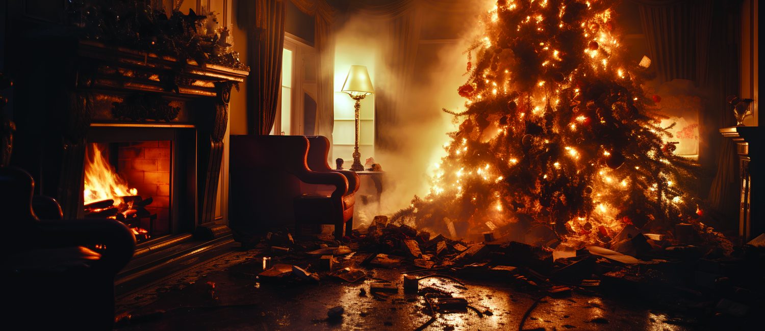 Holiday Safety Living Room Ablaze